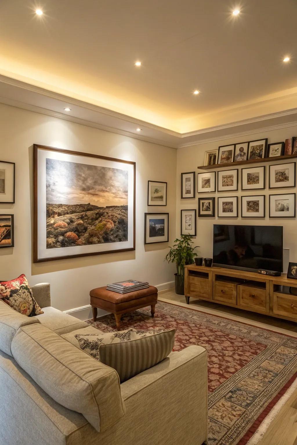Art pieces that inject personality and charm into the living area.