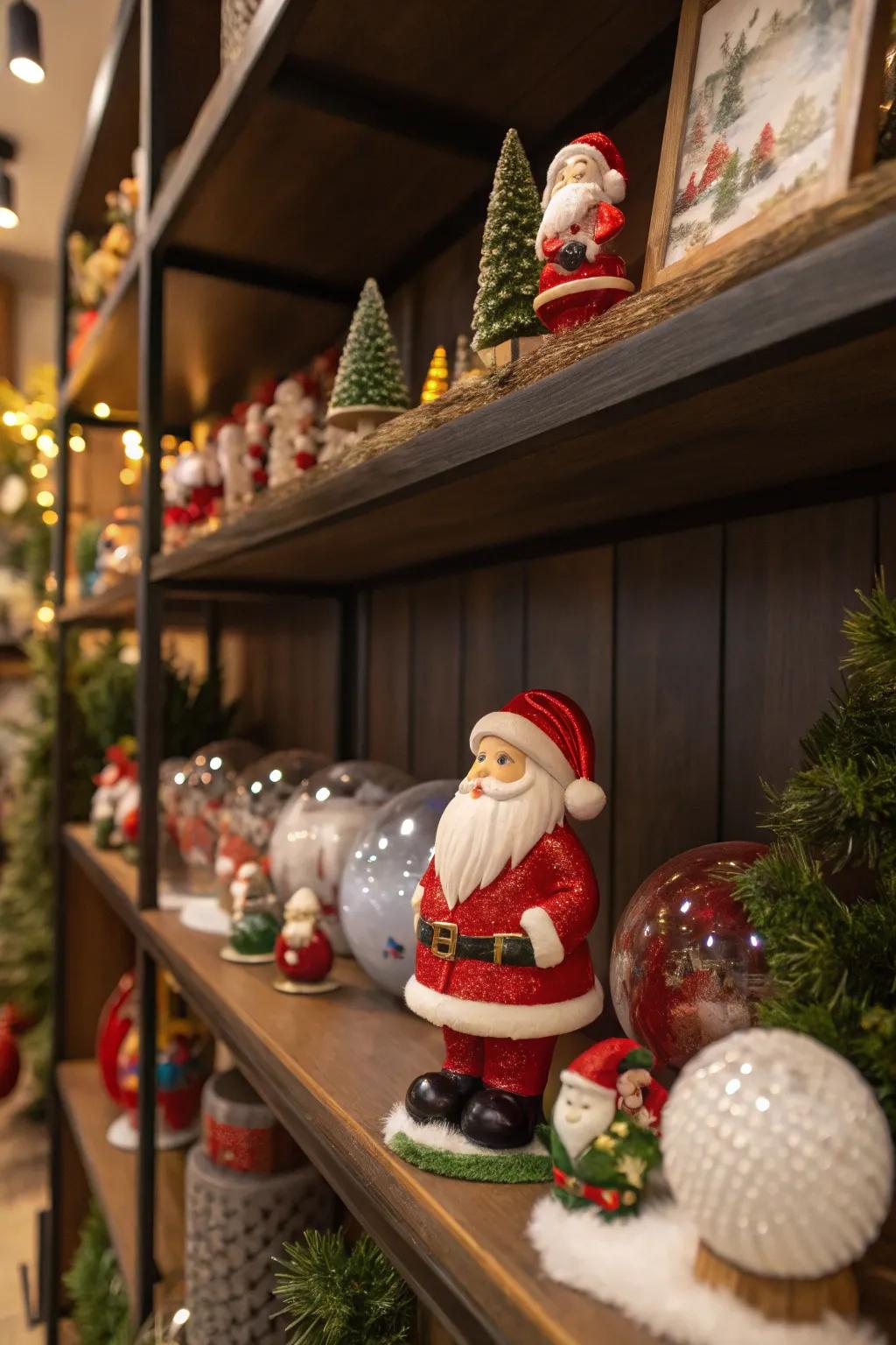 Santa figures adding a magical touch to the décor.