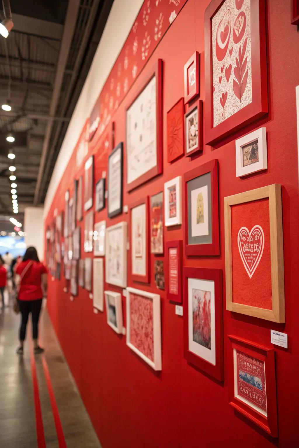 Artwork featuring red tones perfectly complements the space's design.