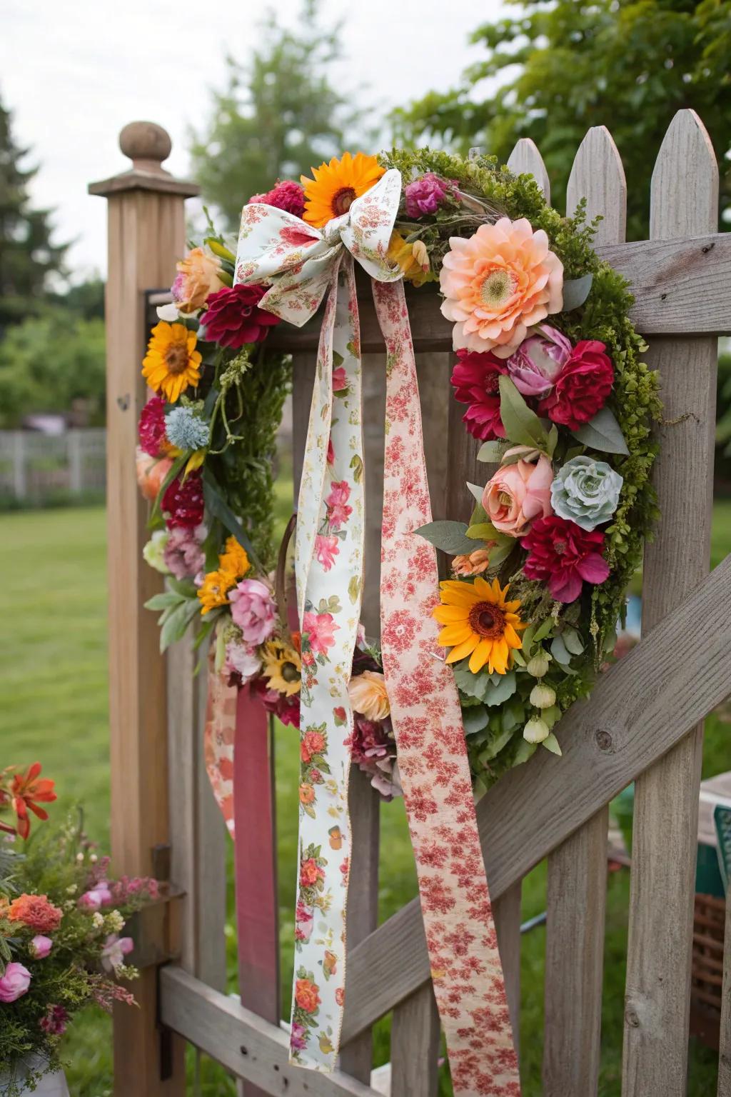 A floral wreath that turns any event into an outdoor party.