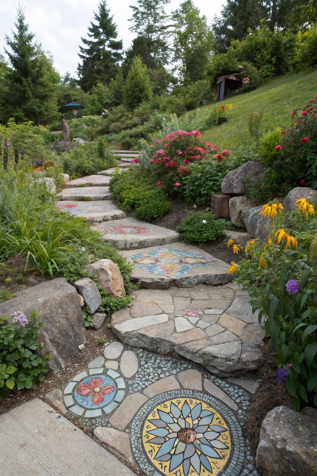 Handcrafted beauty adds personality and charm to walkways.