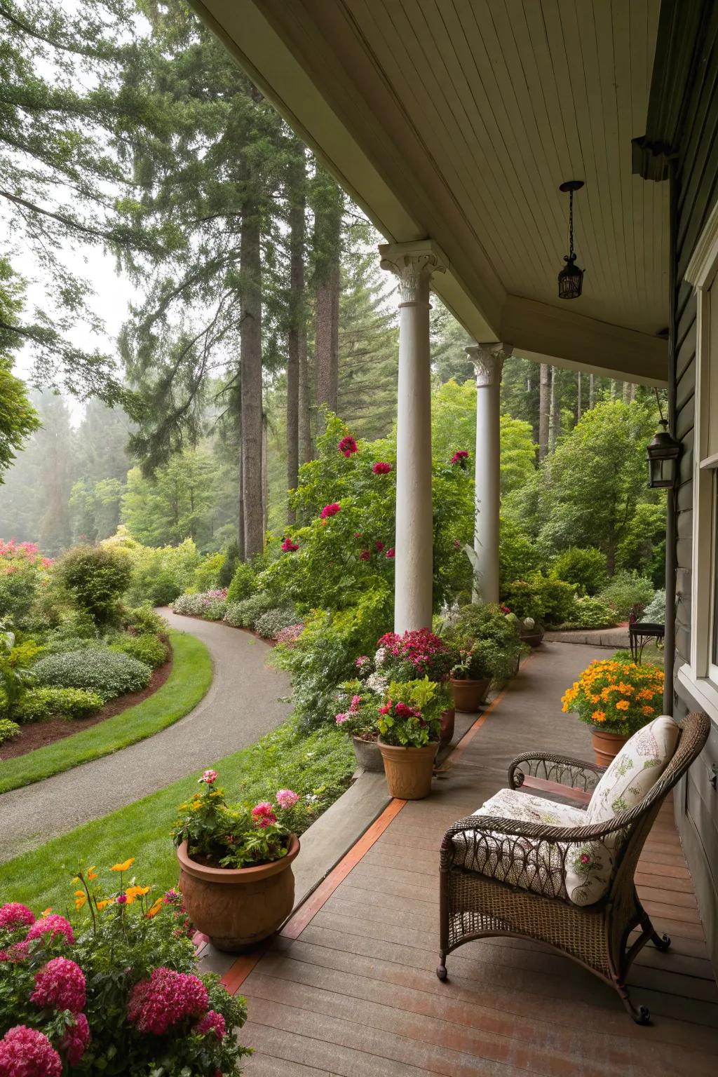 A veranda delivering impressive views of the encircling landscape.