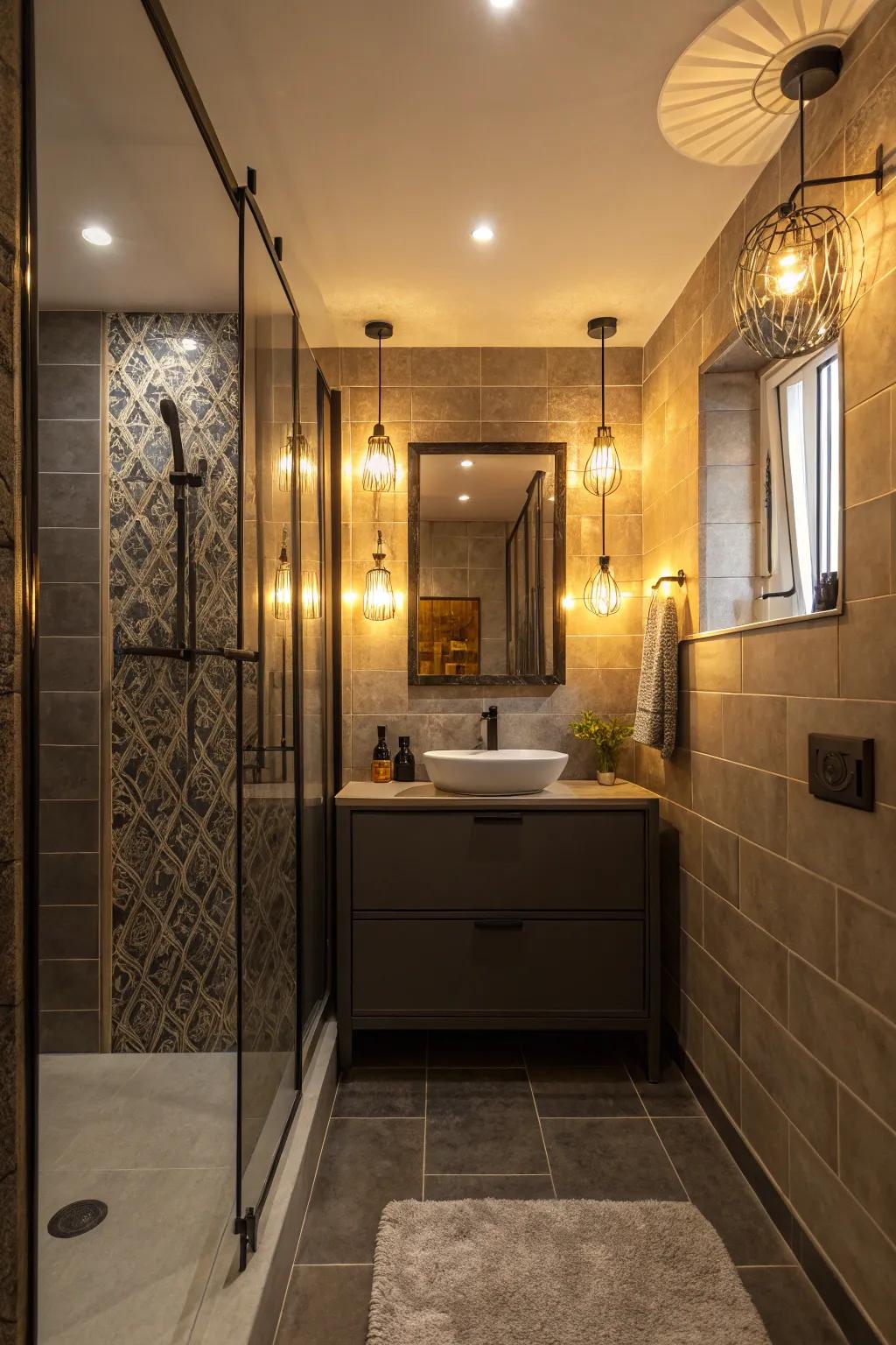 Striking lighting can revolutionize the atmosphere and functionality of a small bathroom.