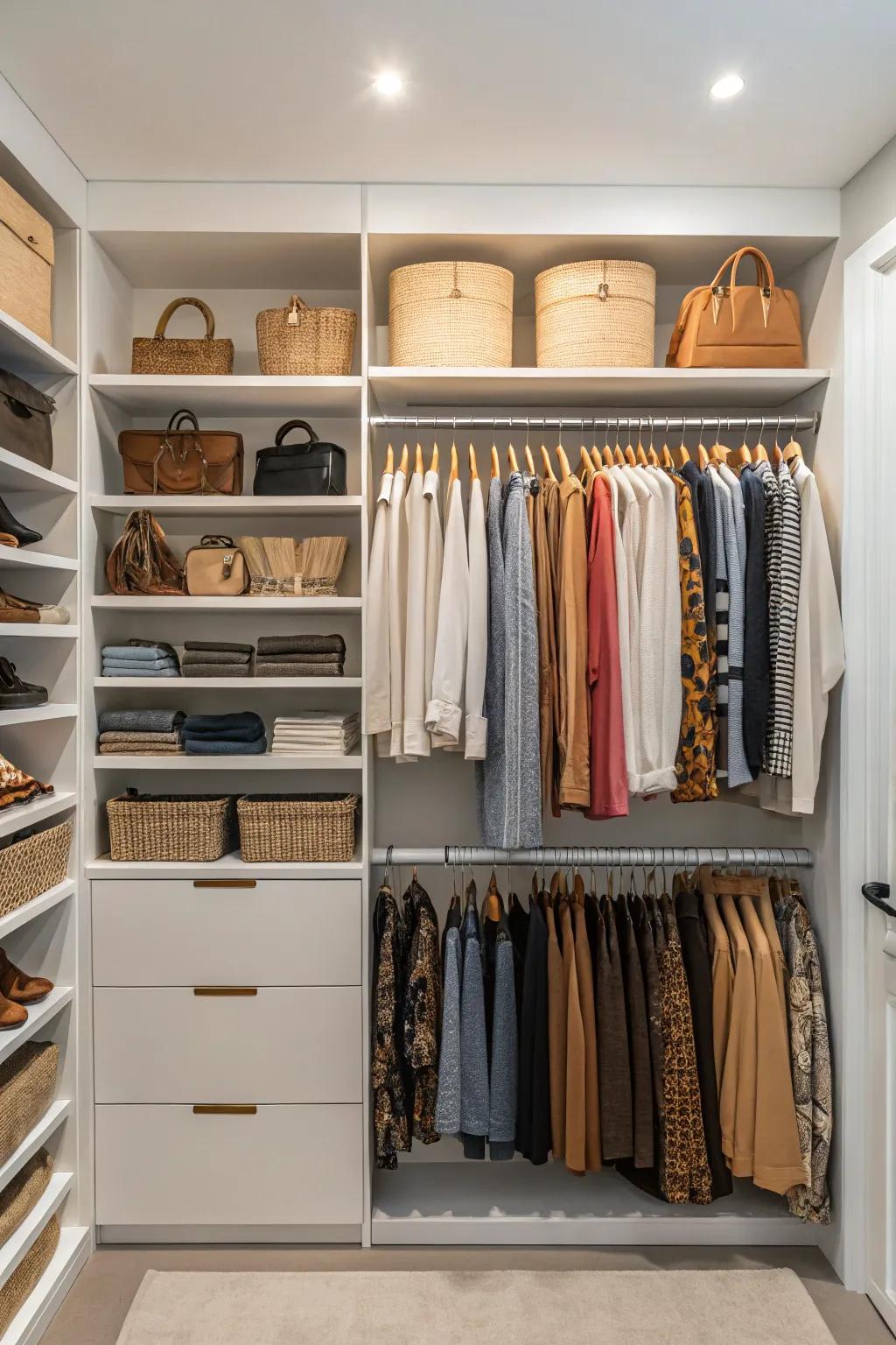 Optimize storage potential with closet organizers.