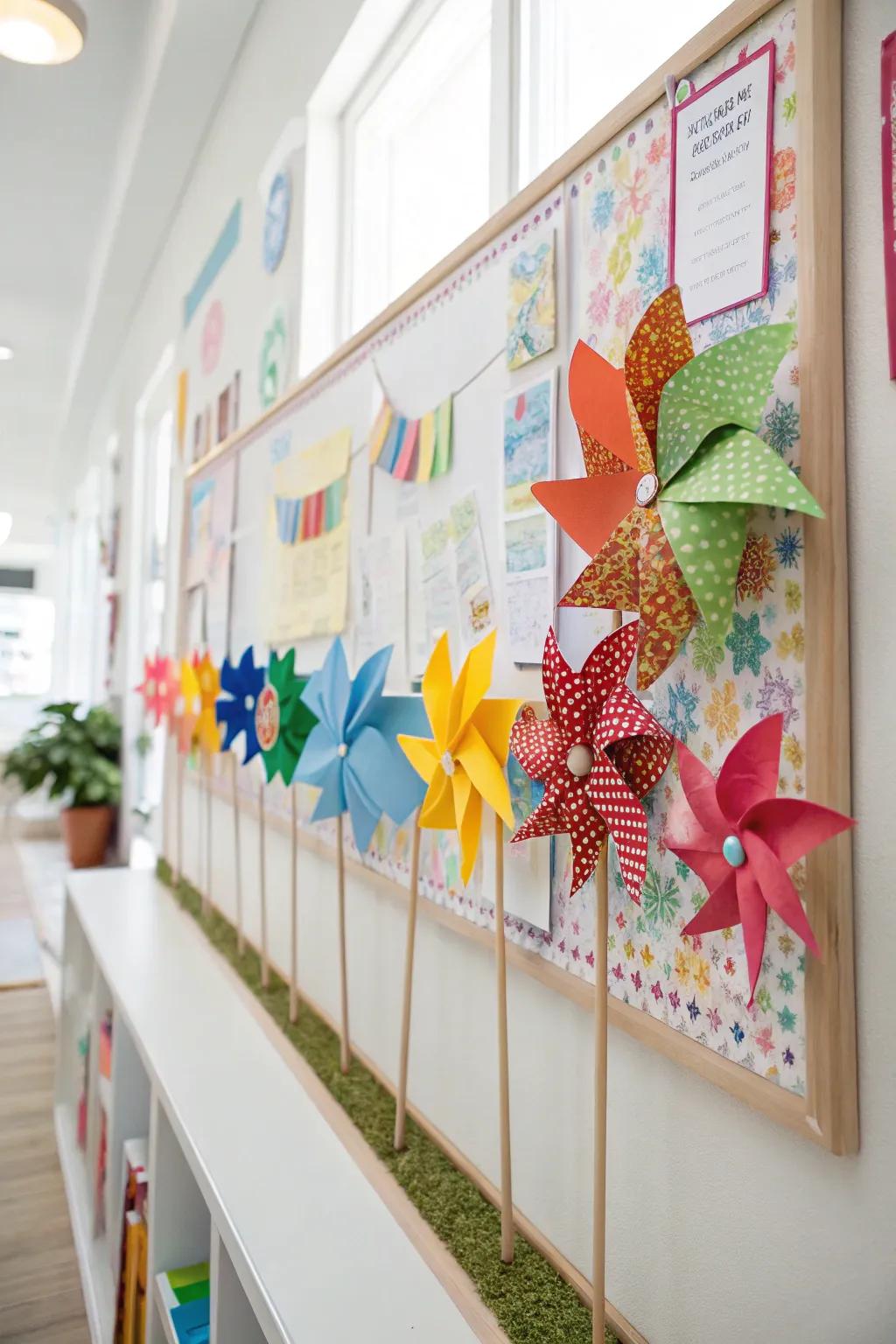 A vibrant mood board embellished with radiant pinwheels.