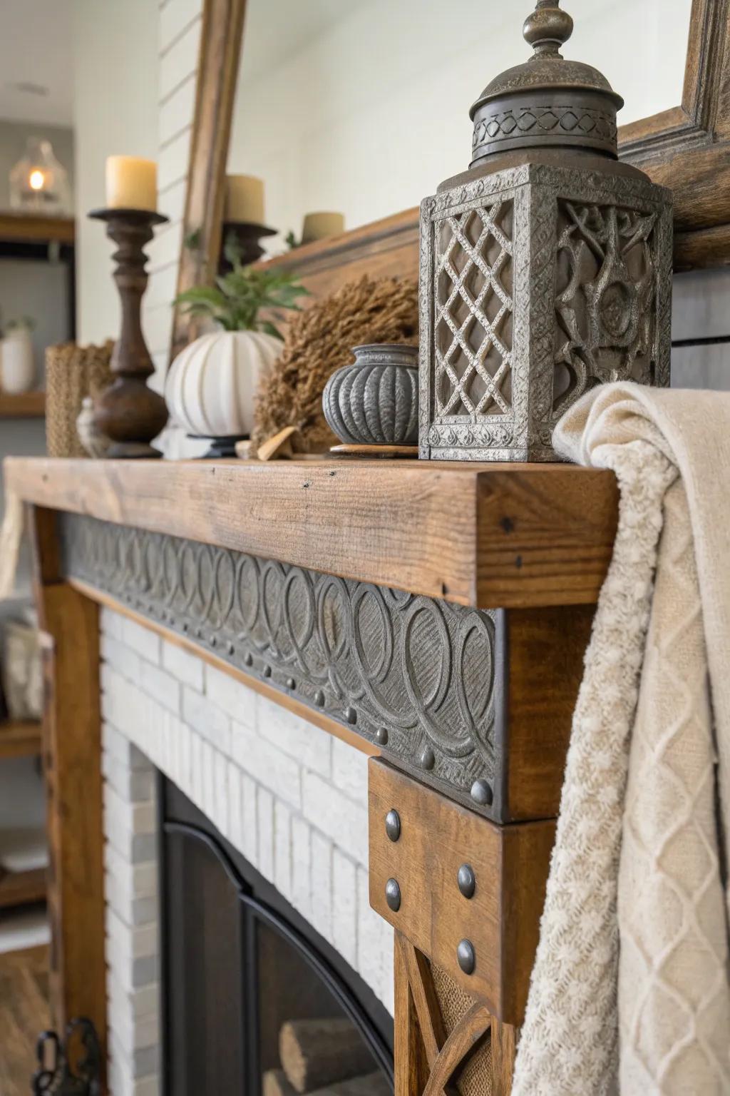 Textural variety gives your mantel a rich and dynamic look.