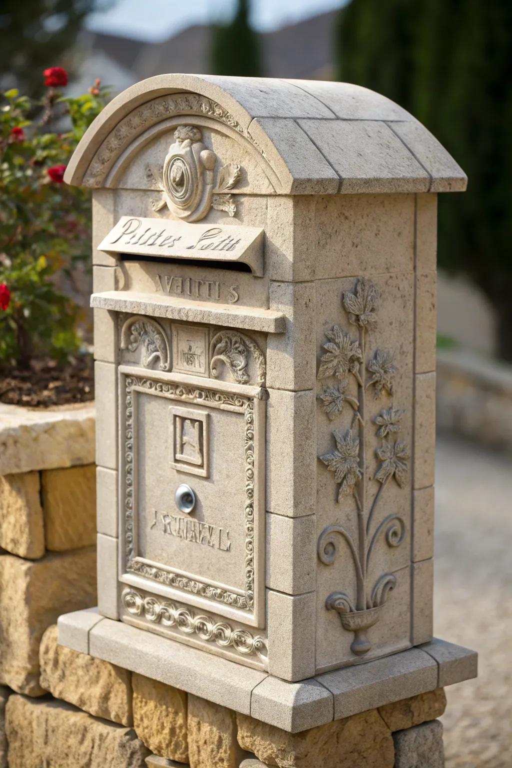 Custom carvings personalize your mailbox, making it uniquely yours.