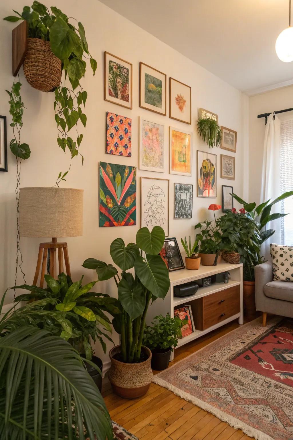 Decorative highlights inject charm into a studio apartment.