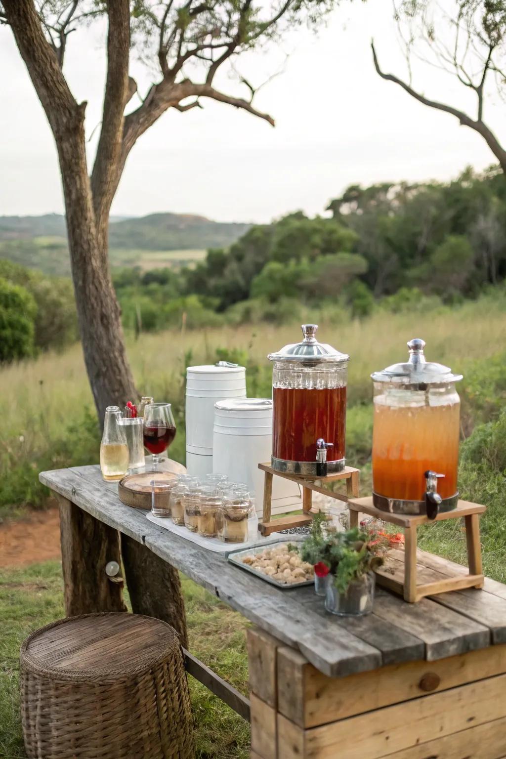 A self-serve beverage center keeps the party animated and organized.
