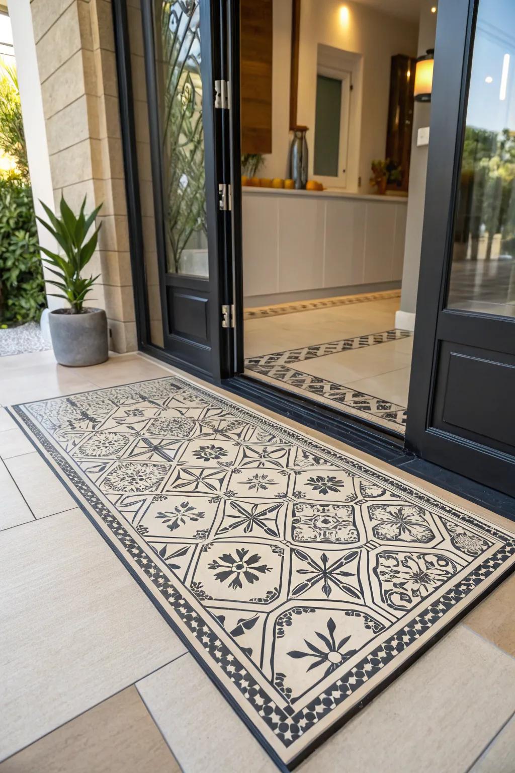 Achieve visual harmony with geometric floor covering designs.