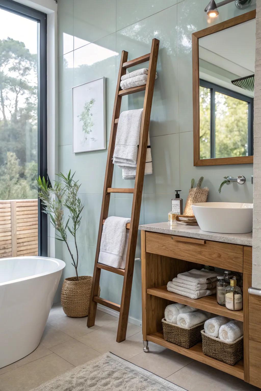 Ladder racks furnish a stylish and adaptable storage approach.