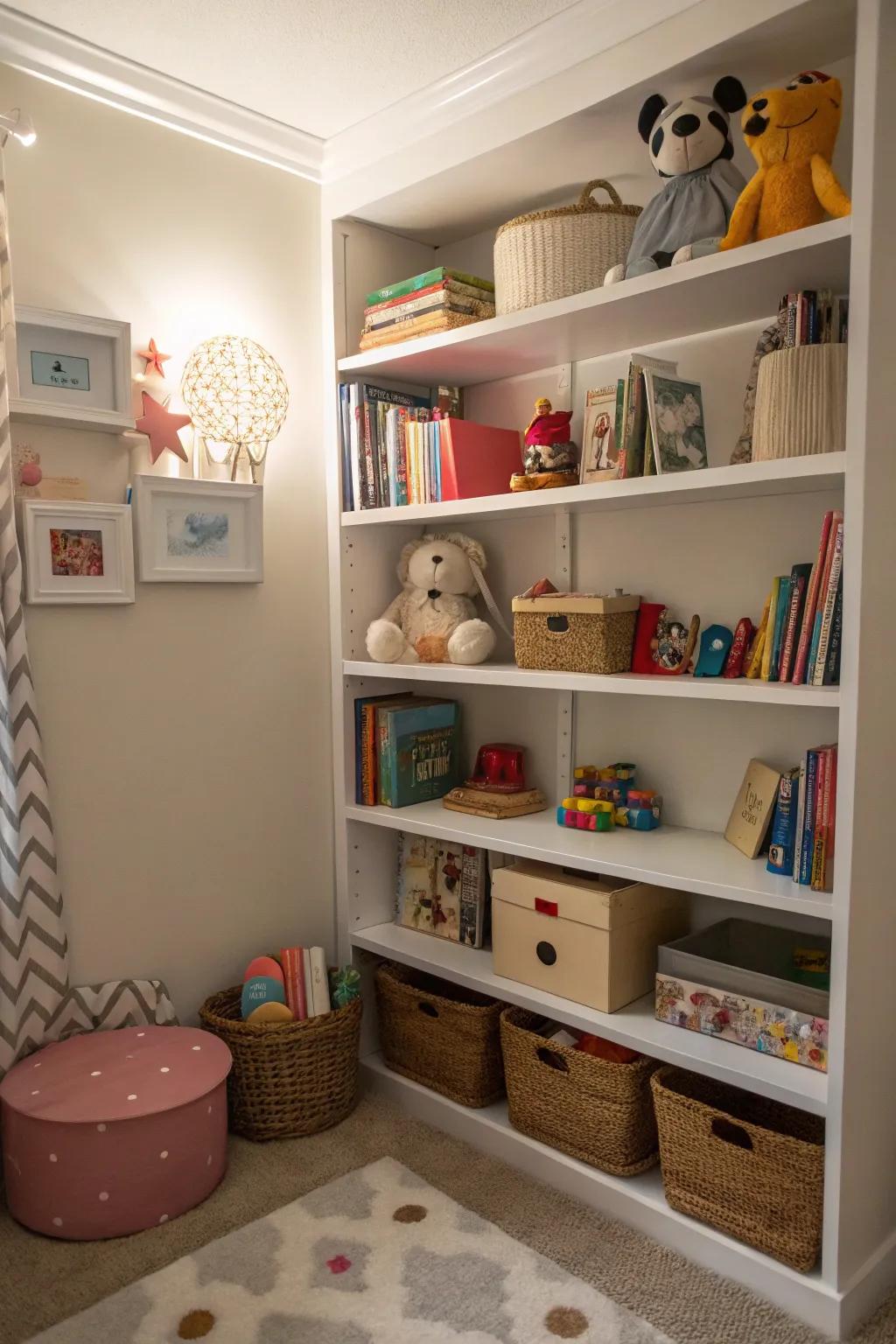 Transform unused nooks into practical toy arrangement fields.