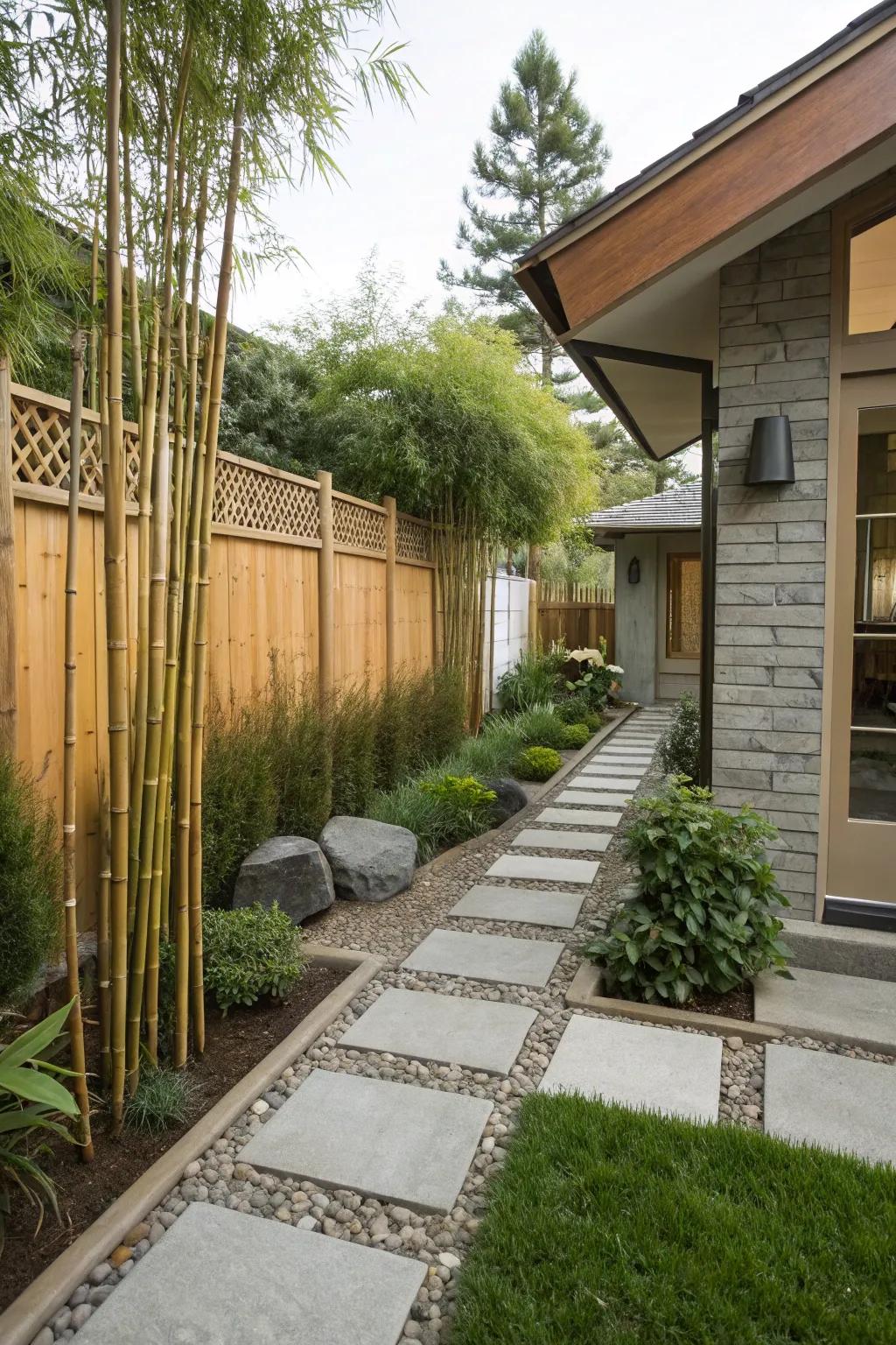 Timber and stone components convey a natural impression to the garden.