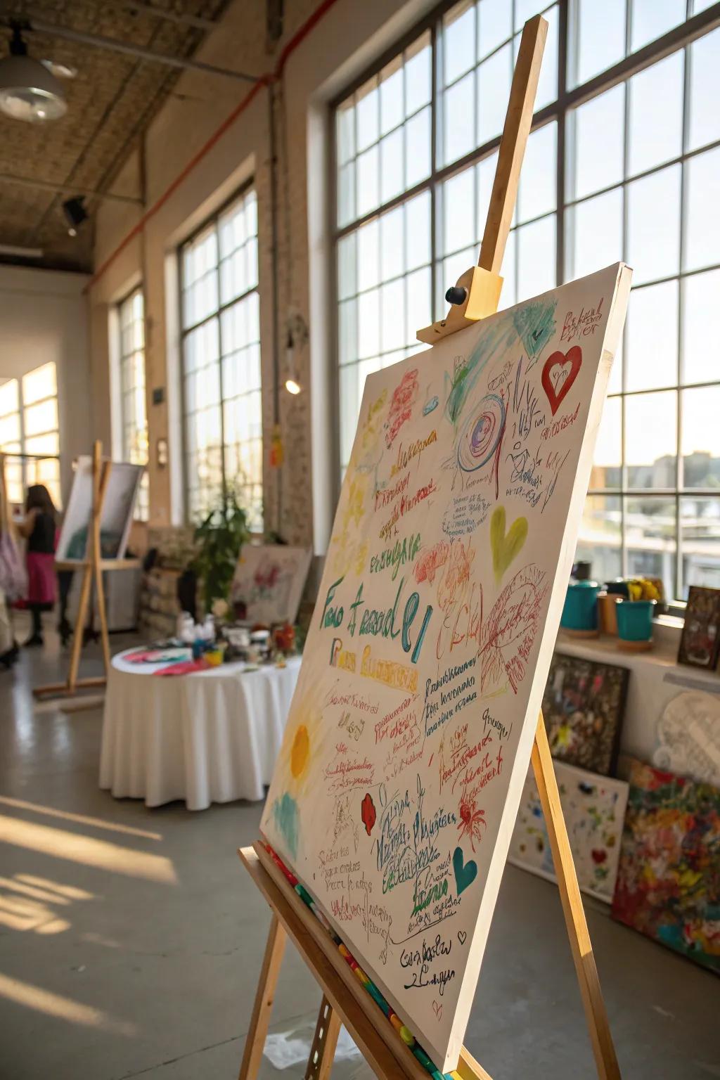 Transform an artwork surface into an imaginative masterpiece with guest autographs.