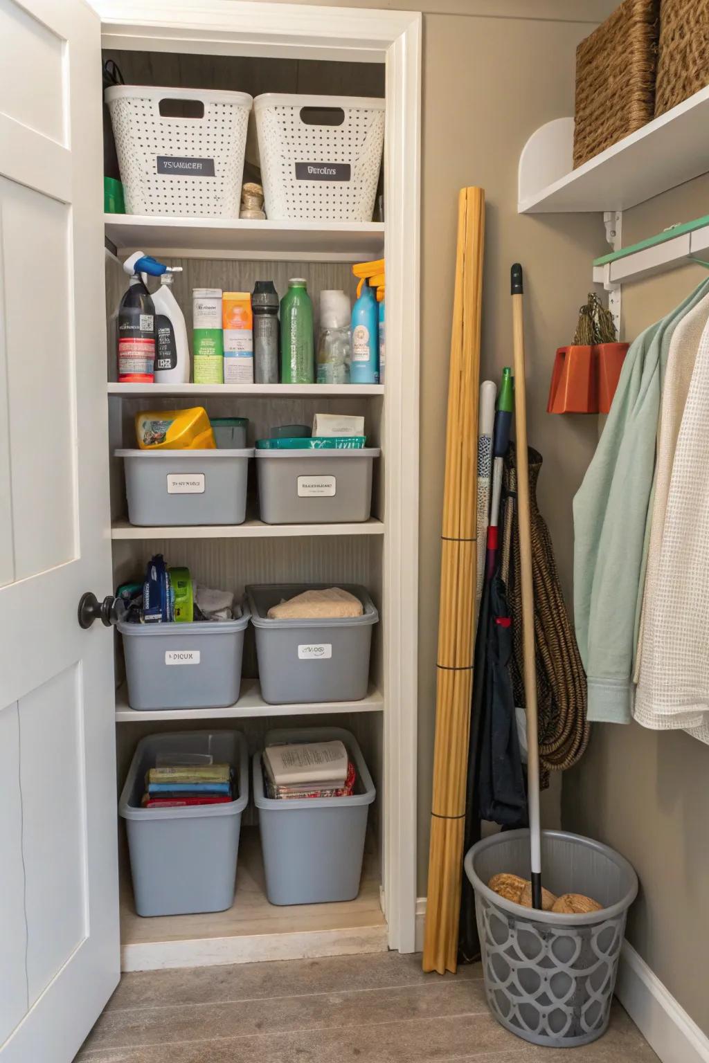 Versatile storage helps to keep a diverse assortment of items organized and accessible.