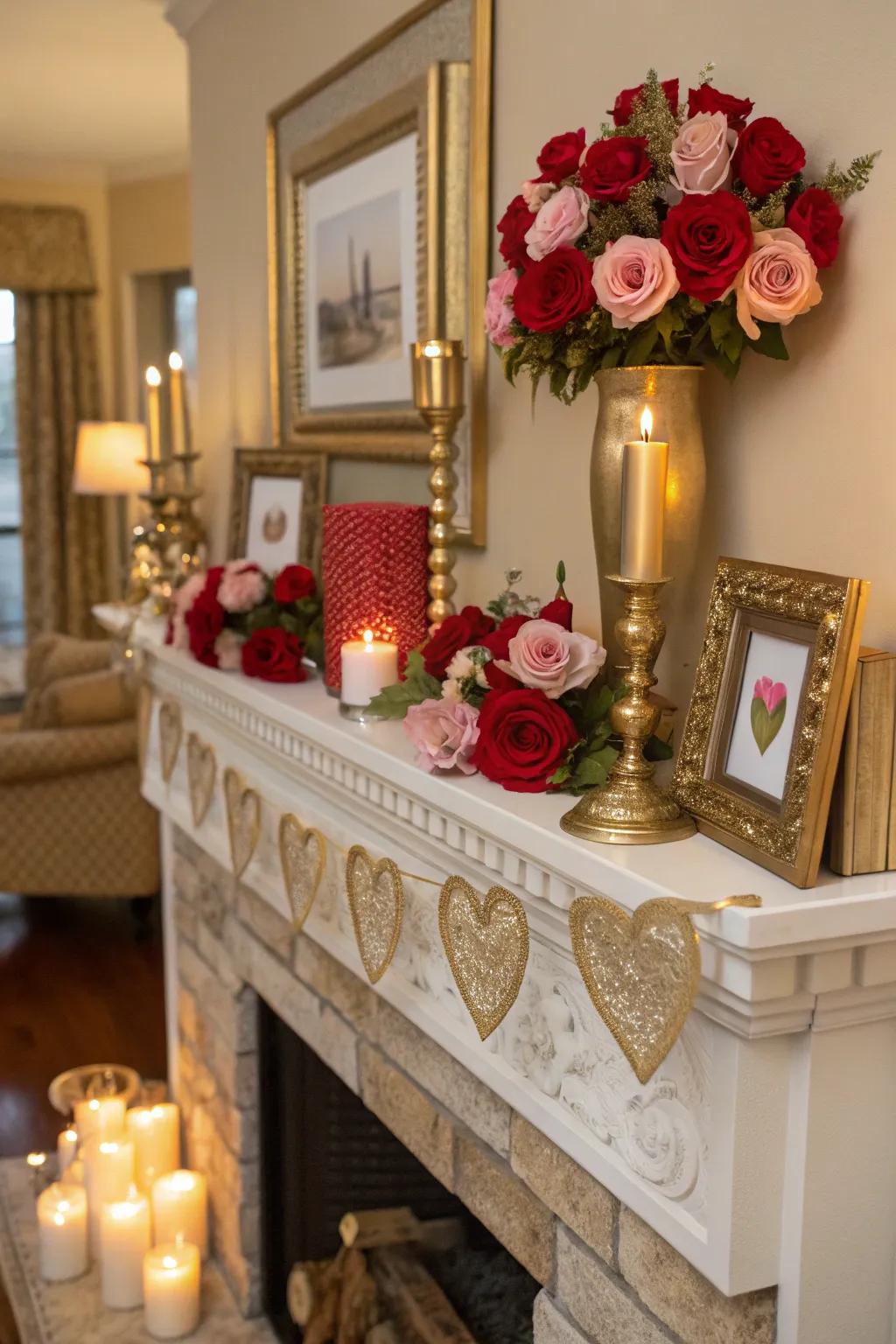 Refined glimmer and subtle nuances adorning the mantel.