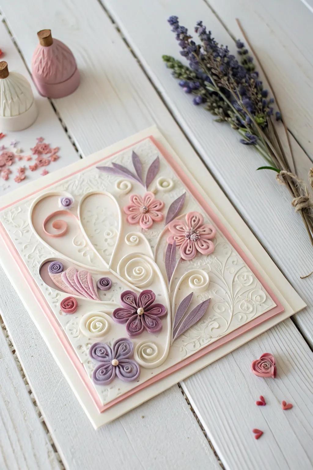 Commemorate affection with handcrafted grace: Paper quilling card inspiration for Valentine's Day.