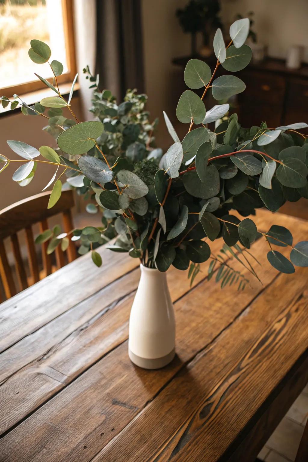 Flora like eucalyptus introduces a refreshed detail to your style.