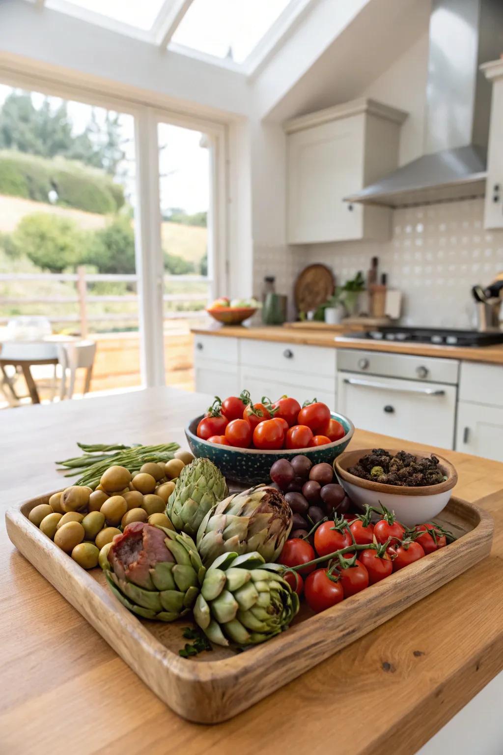 A Mediterranean-themed platter bursting with lively tastes.