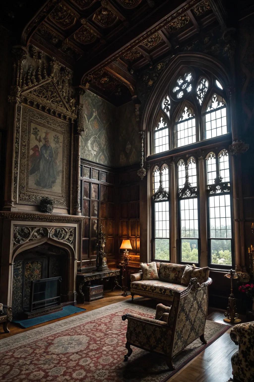 Gothic particulars inject a mystical touch to the design.