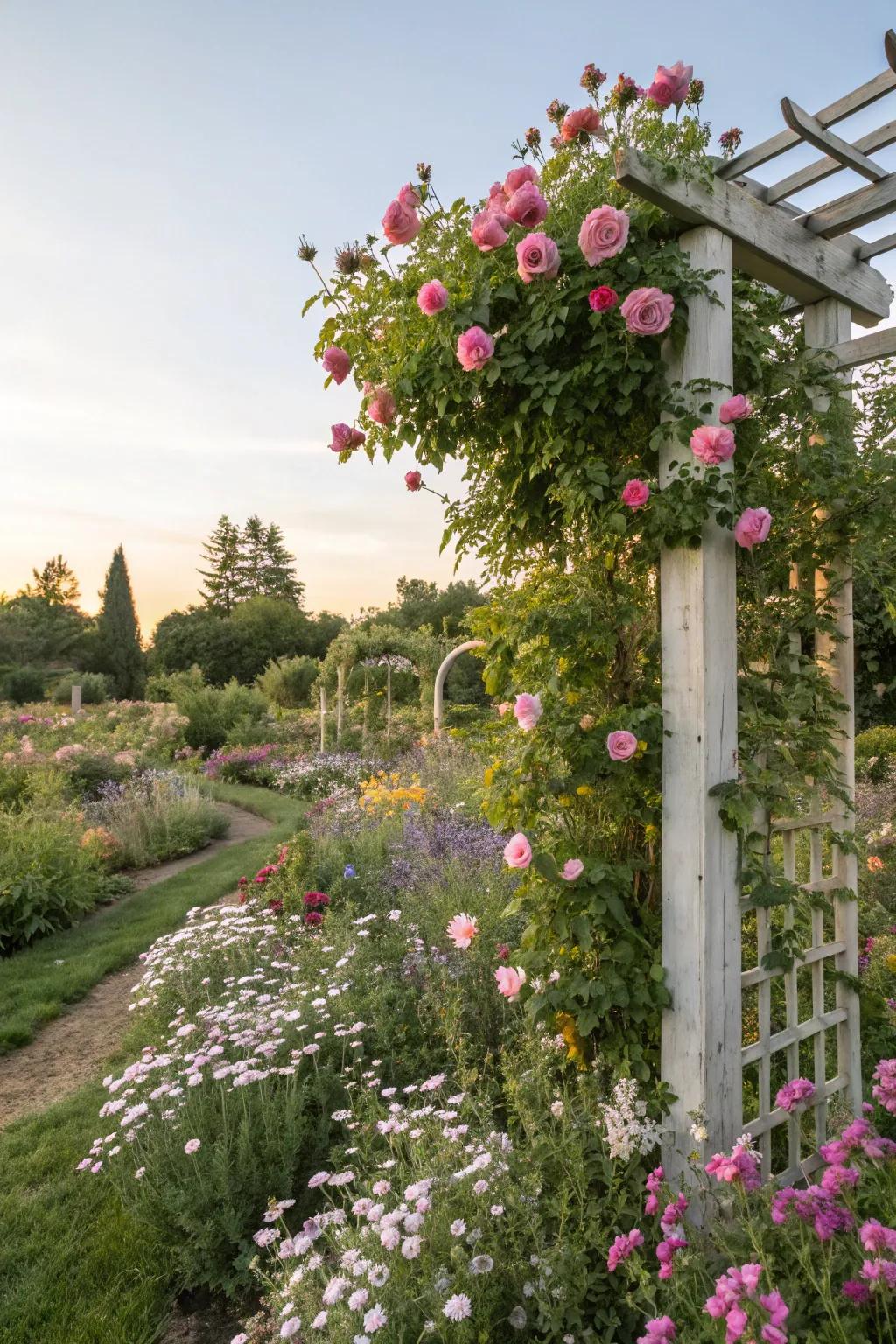 Lush flora and foliage accentuate the vintage milieu.