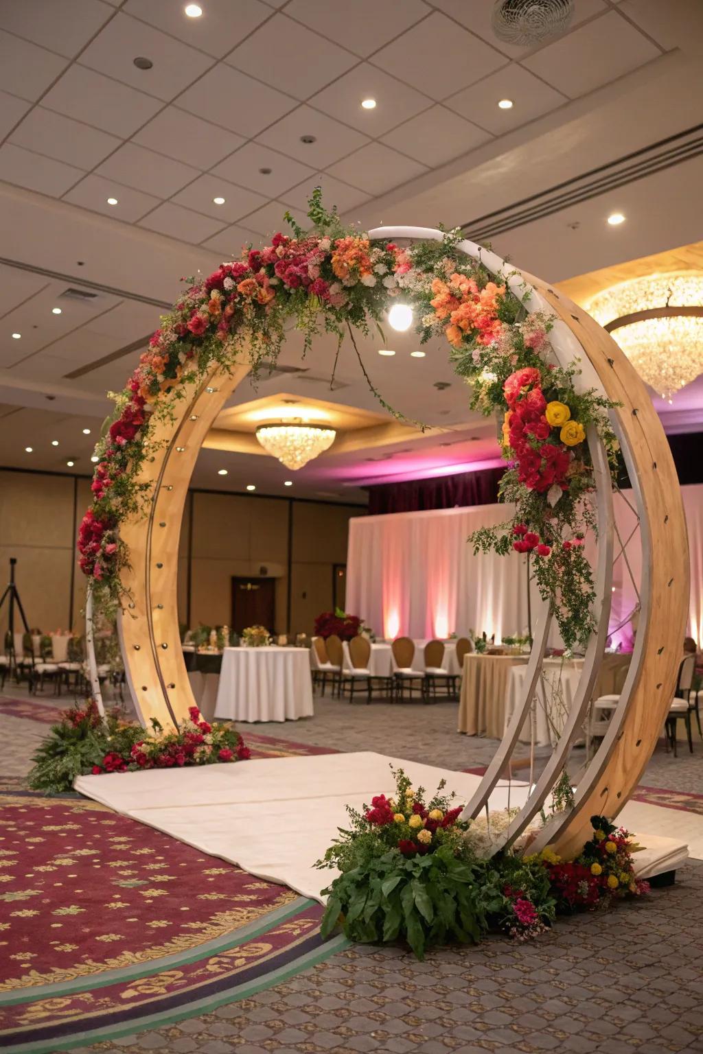 A circular arch makes a bold and symbolic affirmation indoors.