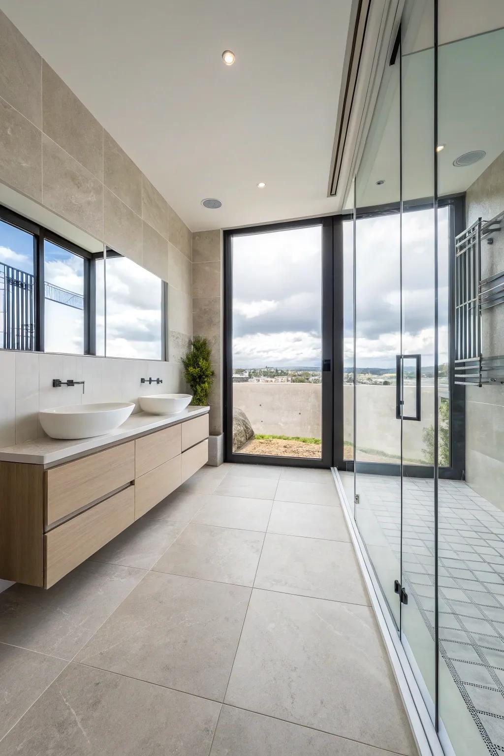 Expansive tiles beget an open and uninterrupted setting.