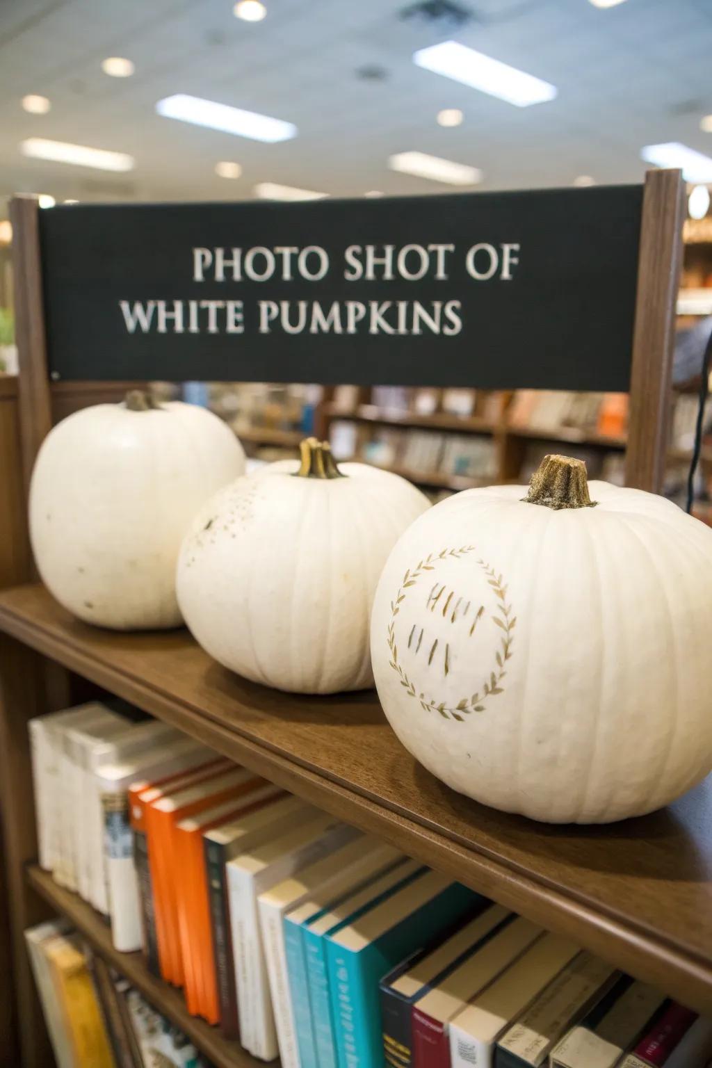 Pumpkins decorated with elegant script for a personal touch.