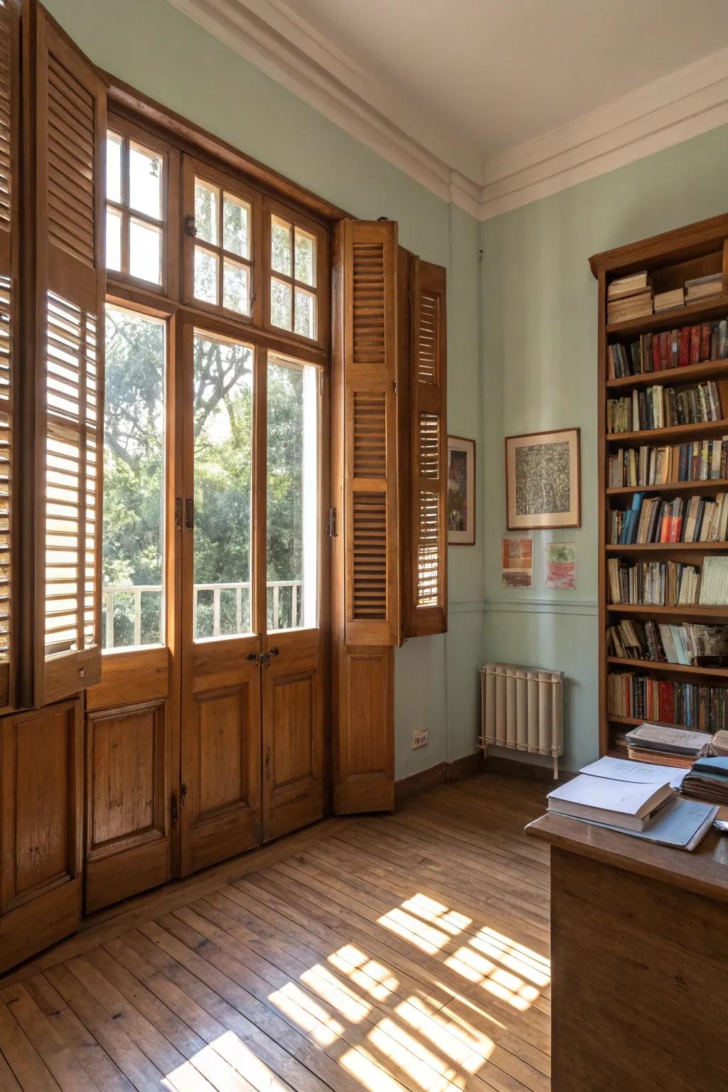 Timber paneling lends an ageless charm to this scholarly retreat.