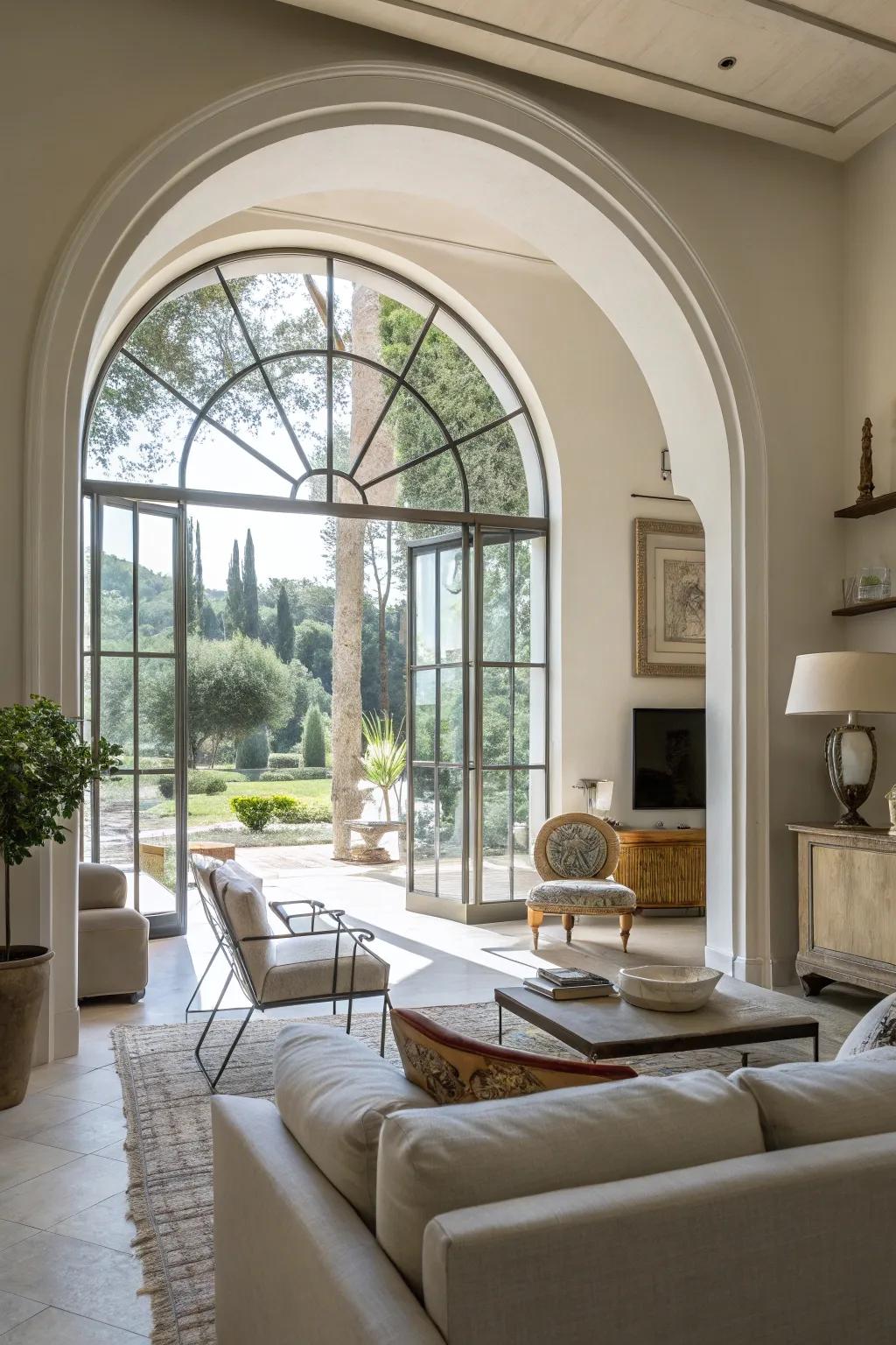 Distinct frame forms append architectural intrigue to design.