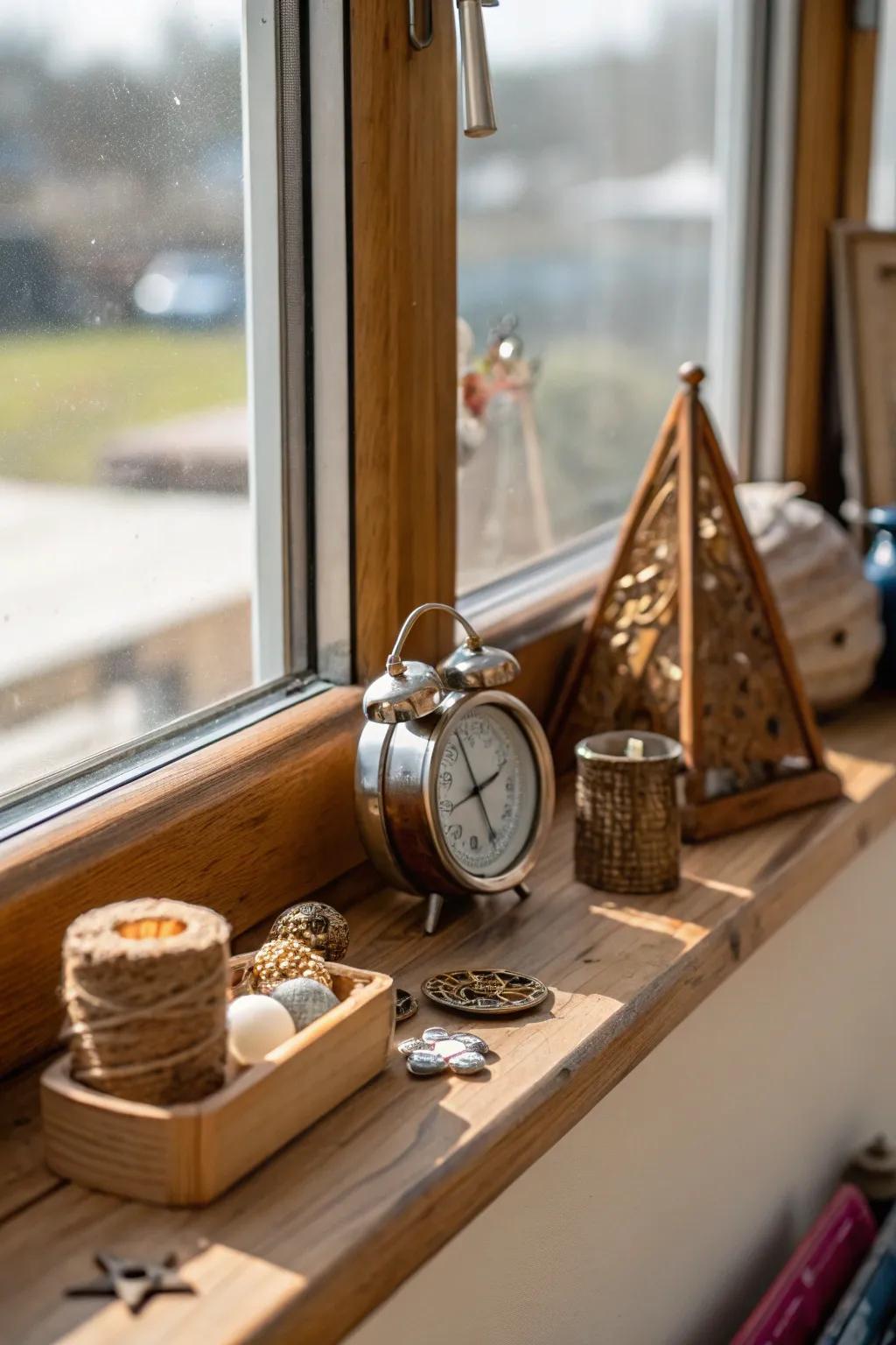 Layered textures establish magnitude and intrigue on the windowsill.