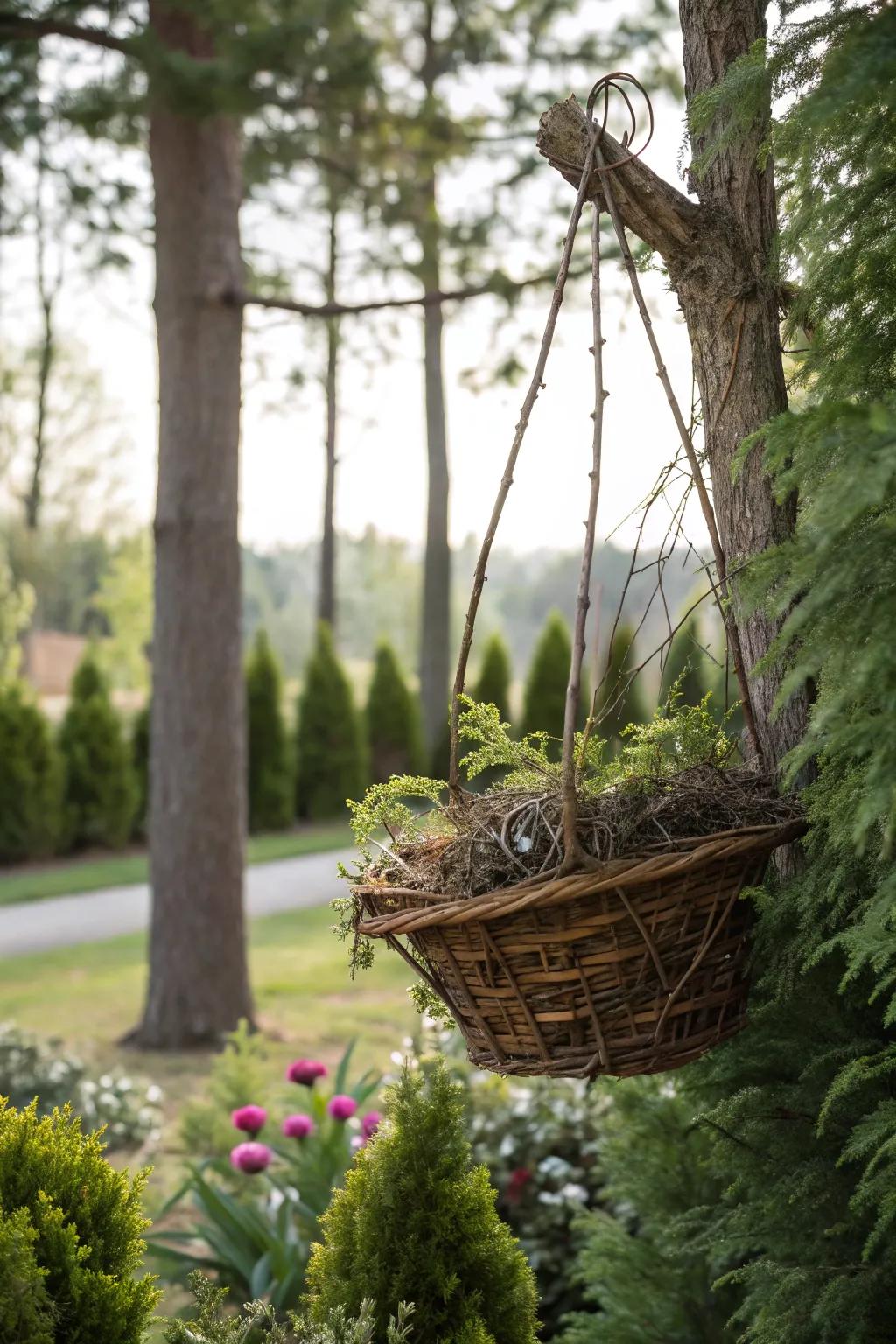 Twigs add a countryside touch to winter features.