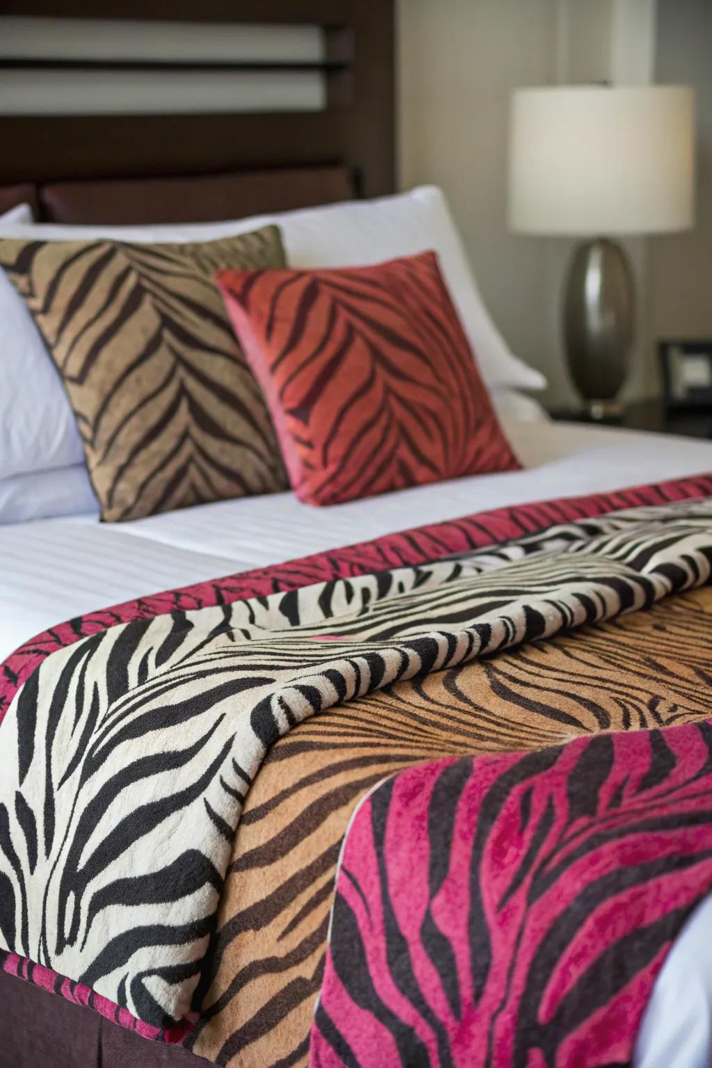 Soft bedding with striking patterns brings a playful vibe to your area.
