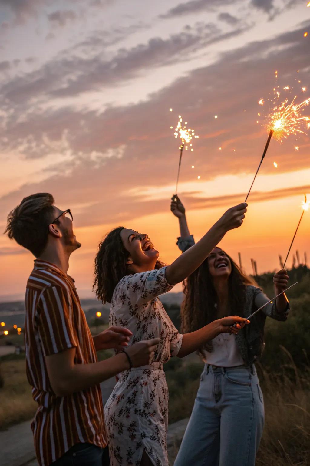 A sparkler farewell fashions a captivating conclusion to your Fourth of July picnic.