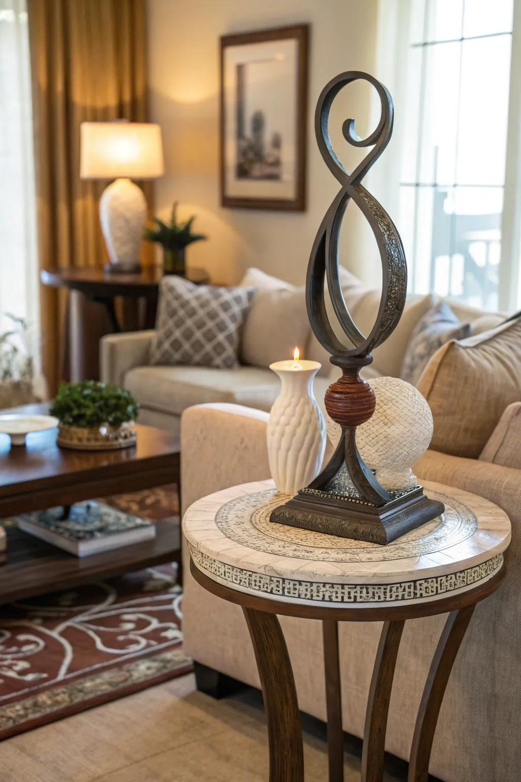 Create a statement using a unique sculpture.