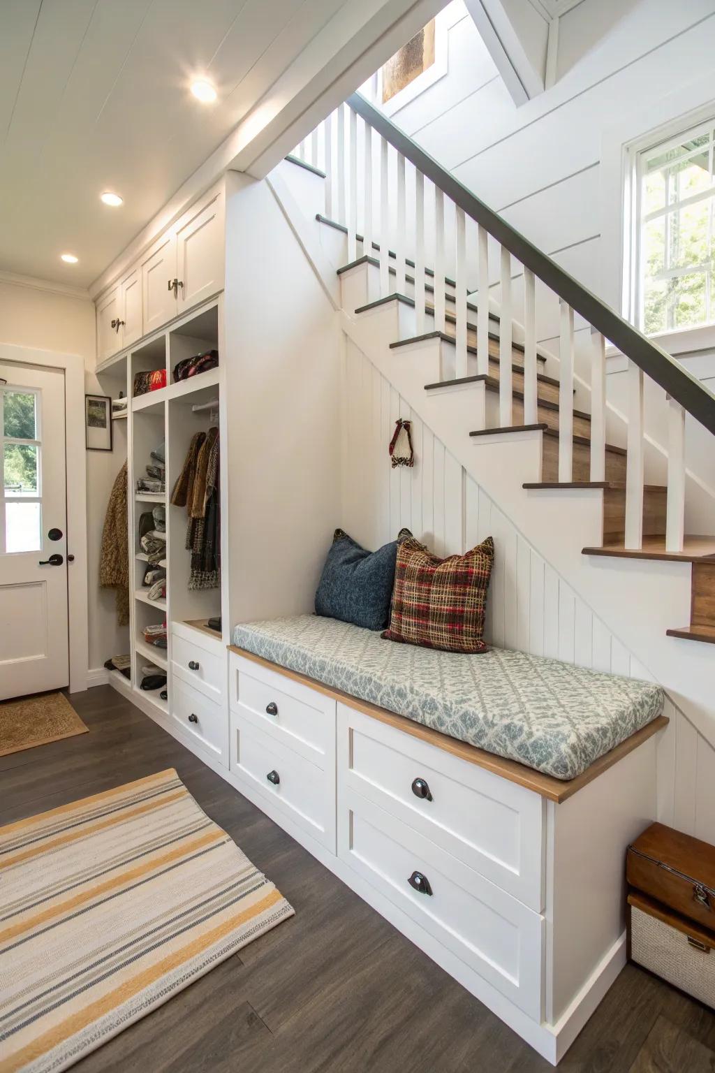 Tucked-away storage hacks preserve a smooth and structured ADU interior.