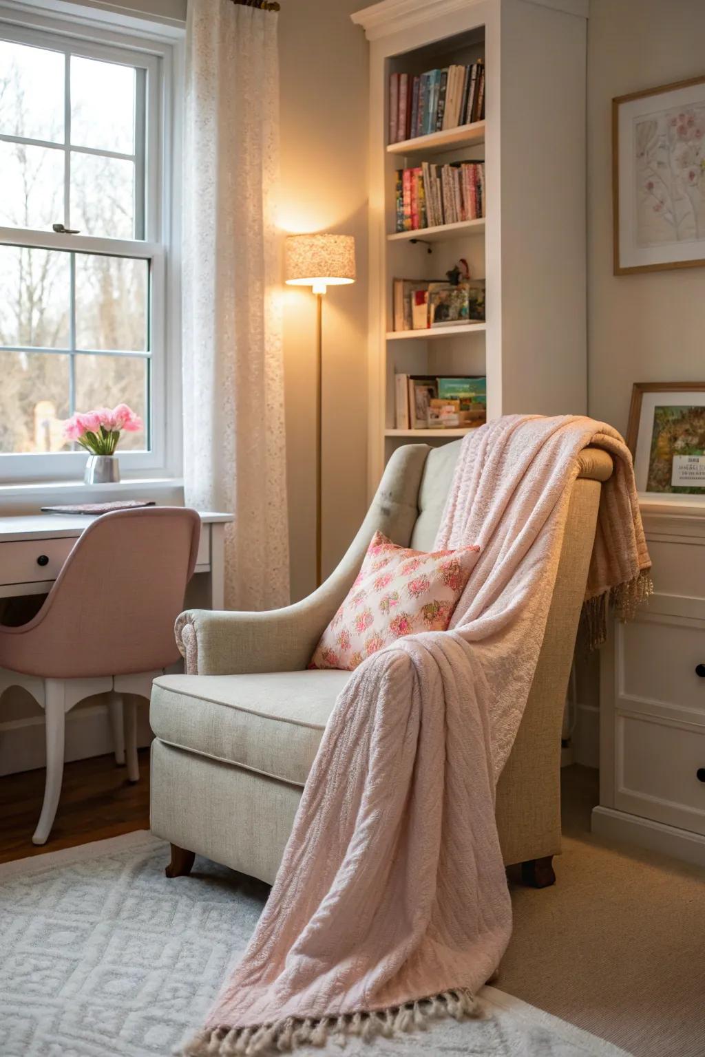 A snug corner beckons relaxation and solace.