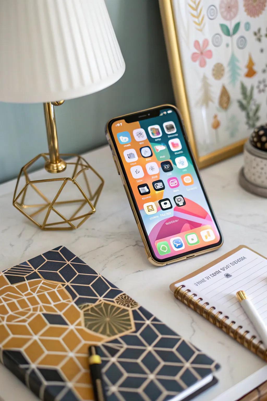 Geometric styles contribute a modern edge to your mobile interface.
