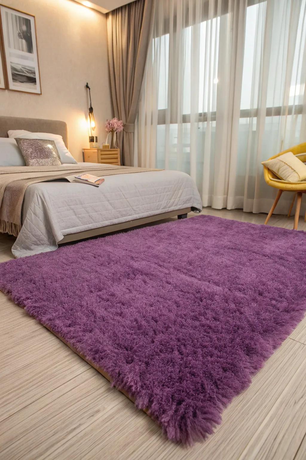 Stride into comfort with a plush violet rug.