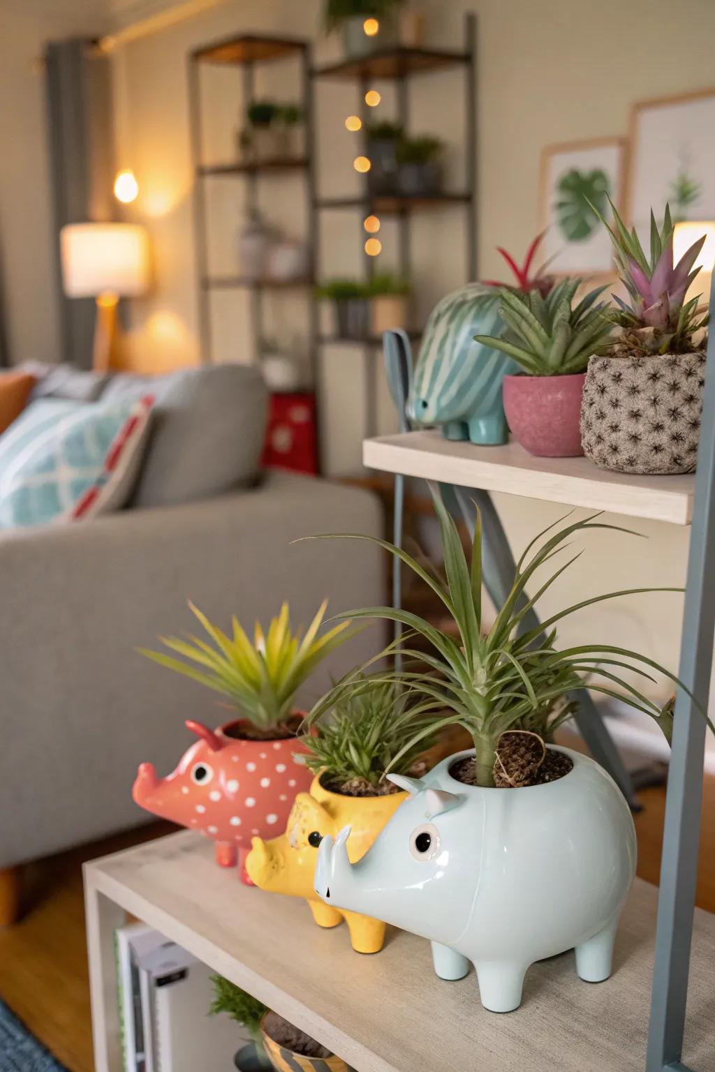 Playful animal-inspired air plant houses.