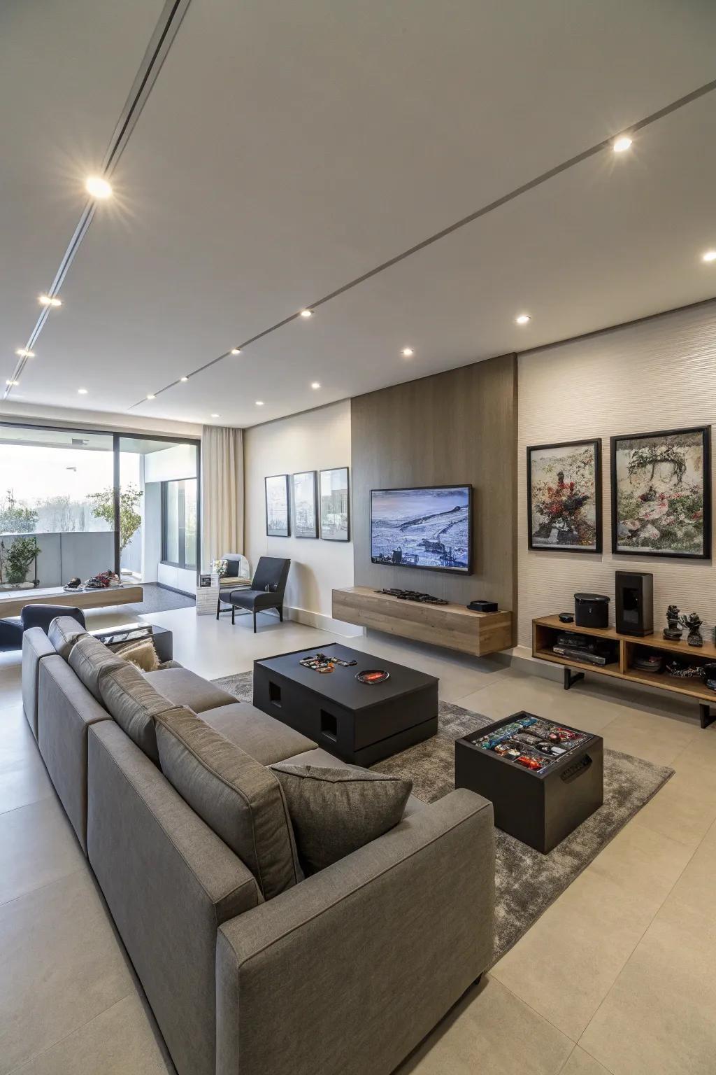 Modern design elements ensure a tidy and structured area ideal for gaming.