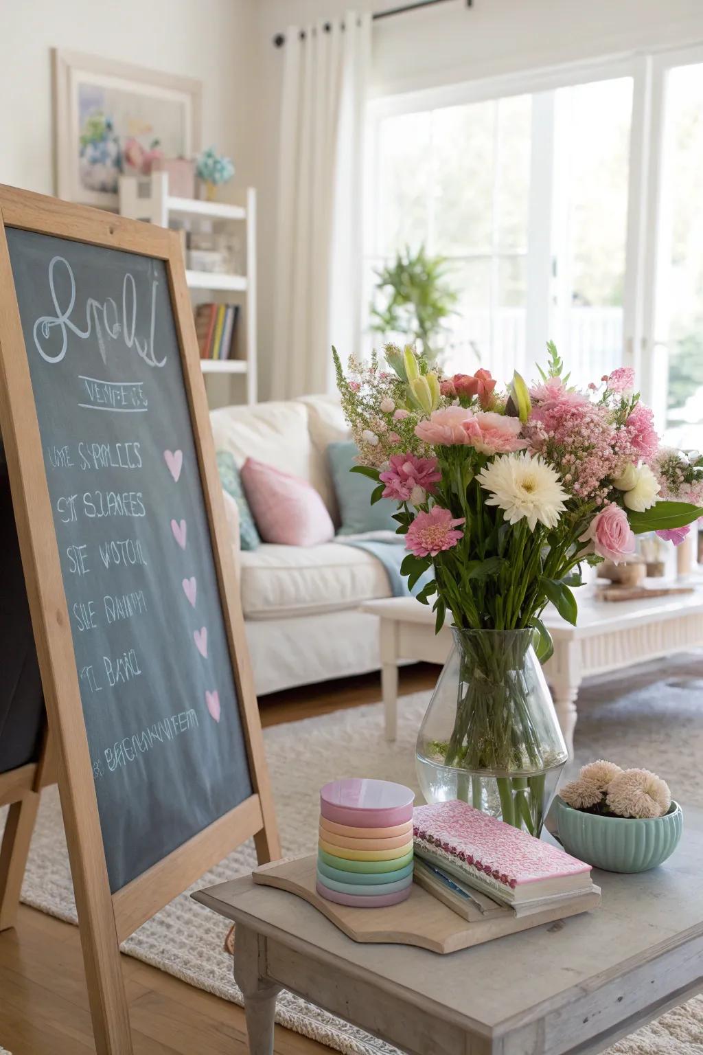 Spring shades come alive on a chalkboard.