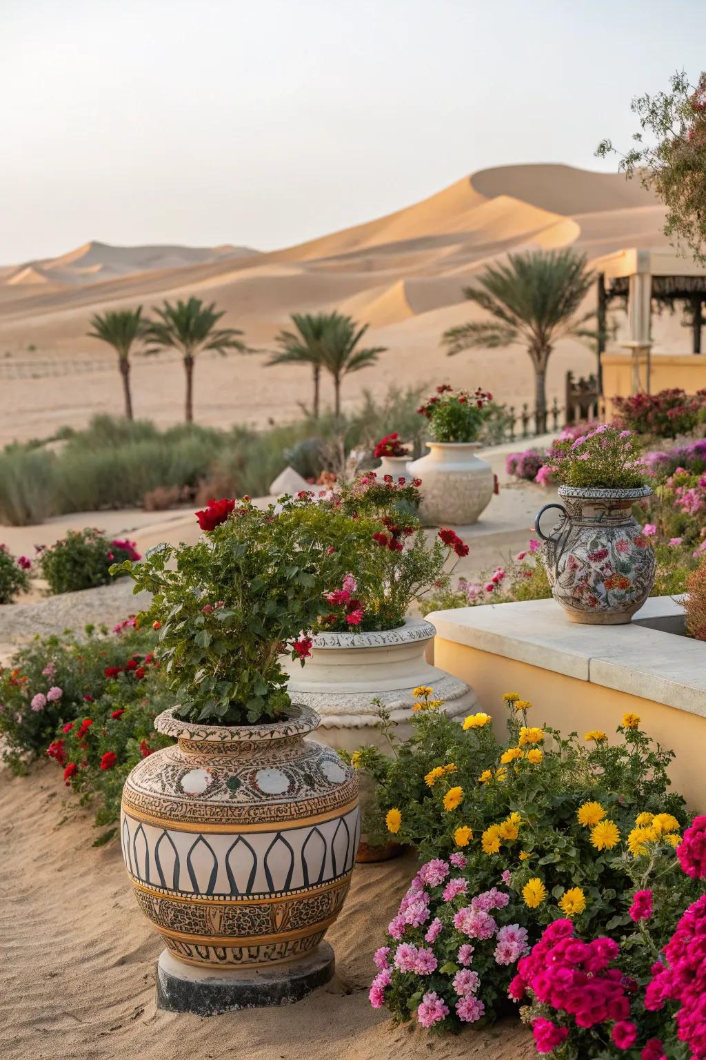 Colorful accents bringing vibrancy to the garden.