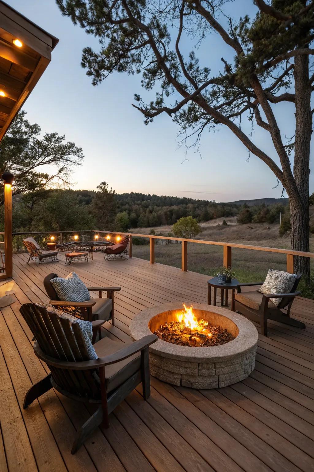 A fire pit enhances your deck with warmth and character.