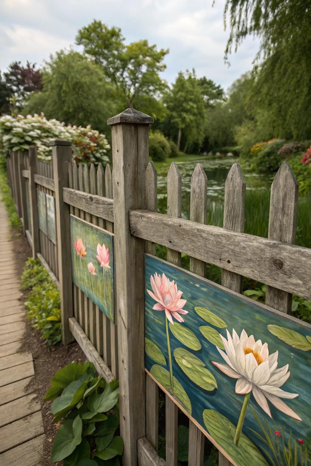 Water lilies bring a sense of calm and peacefulness to your fence.