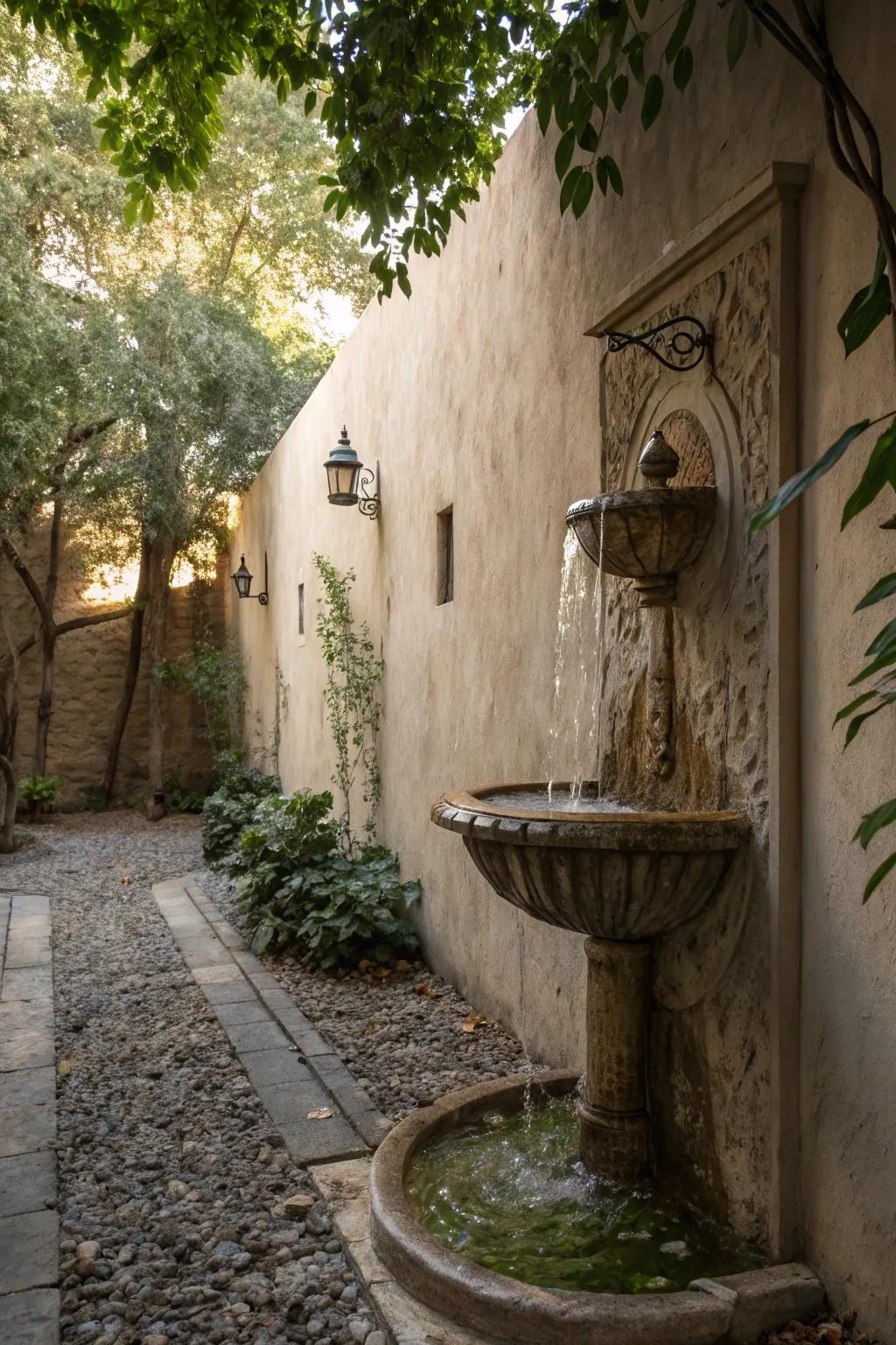 A wall-secured cascade introduces refinement and practicality within compact areas.