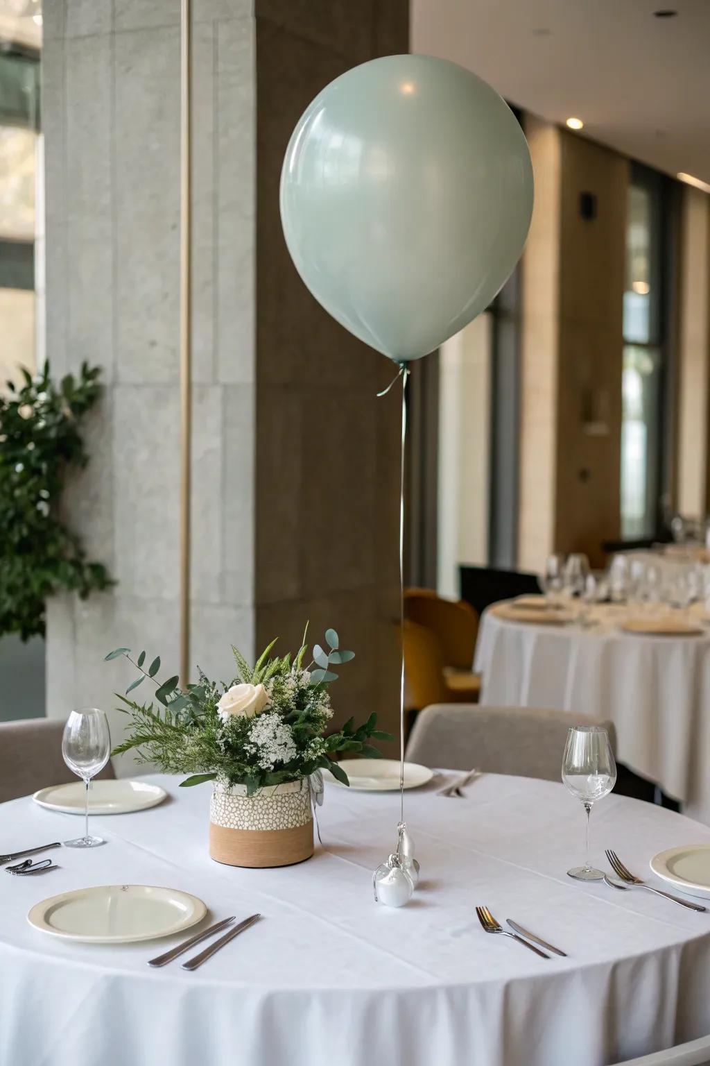 An oversized balloon generates a minimalist statement.