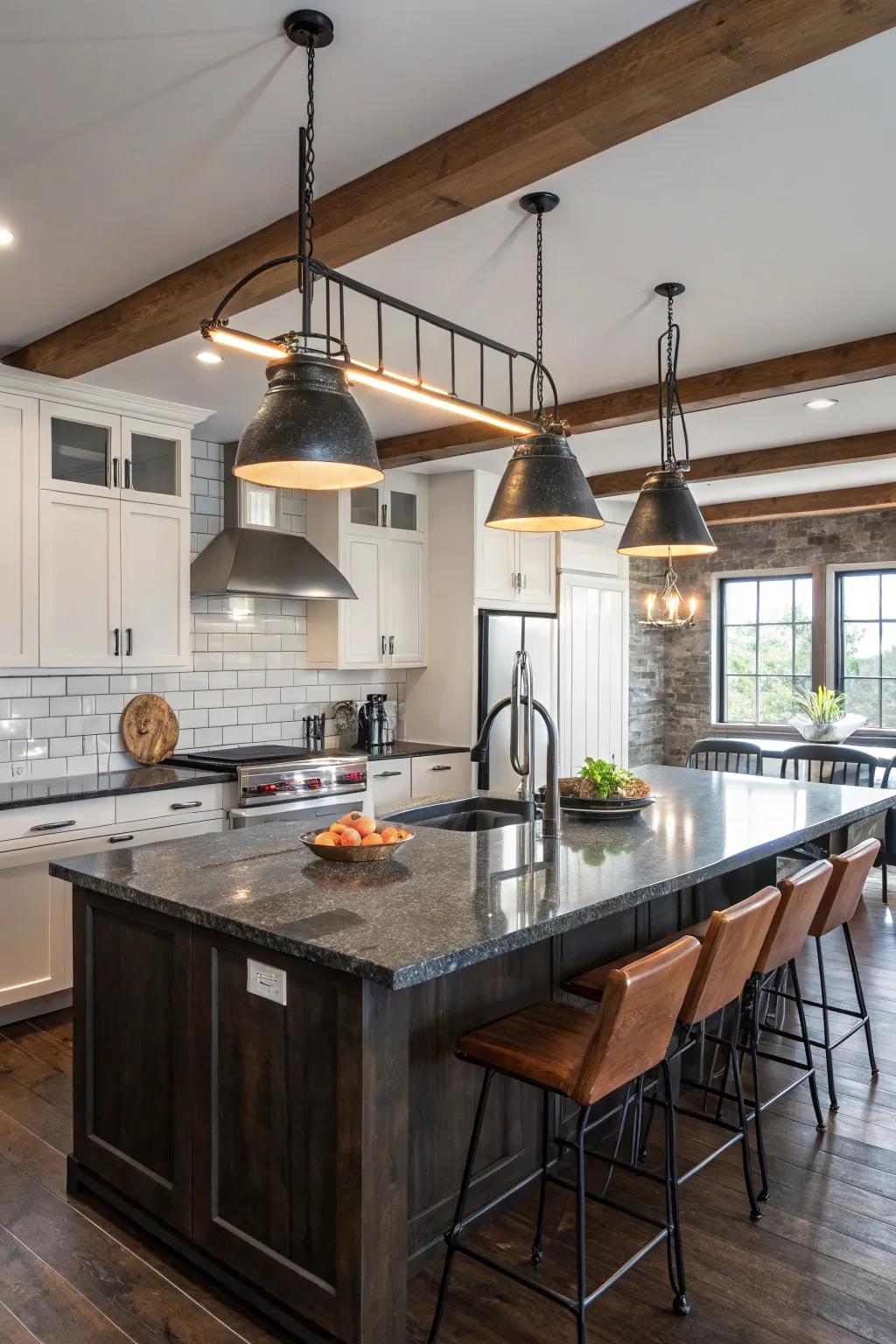 Hanging lights introduce uniqueness and flair to barn revivals.