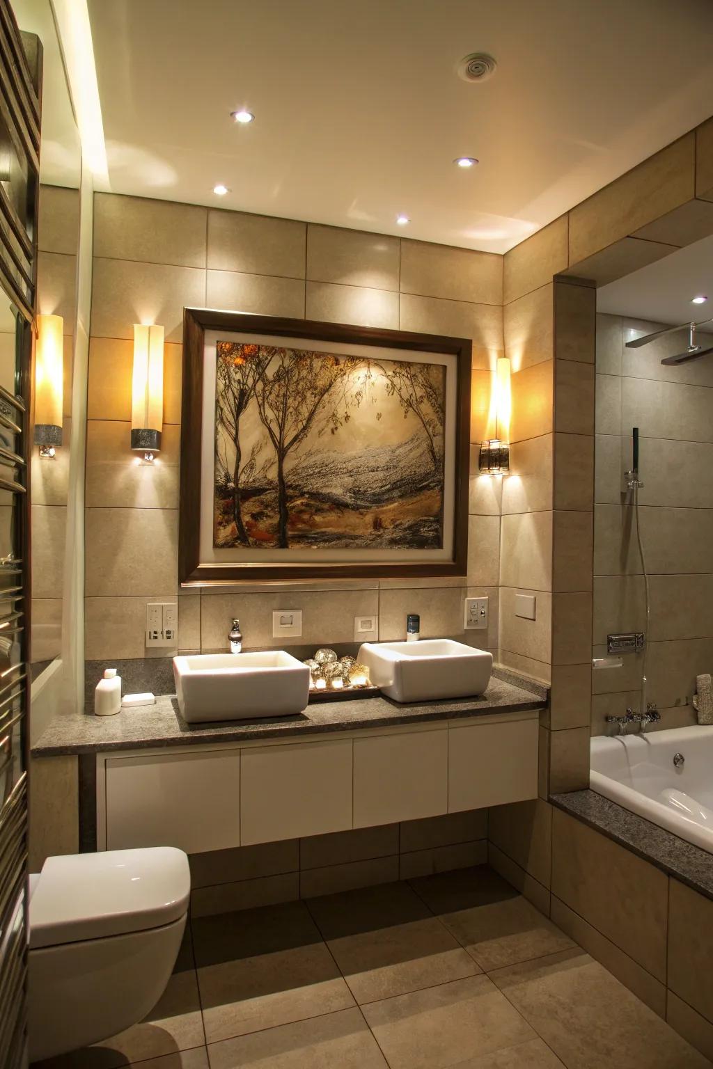 Accent lighting adds drama and focus.
