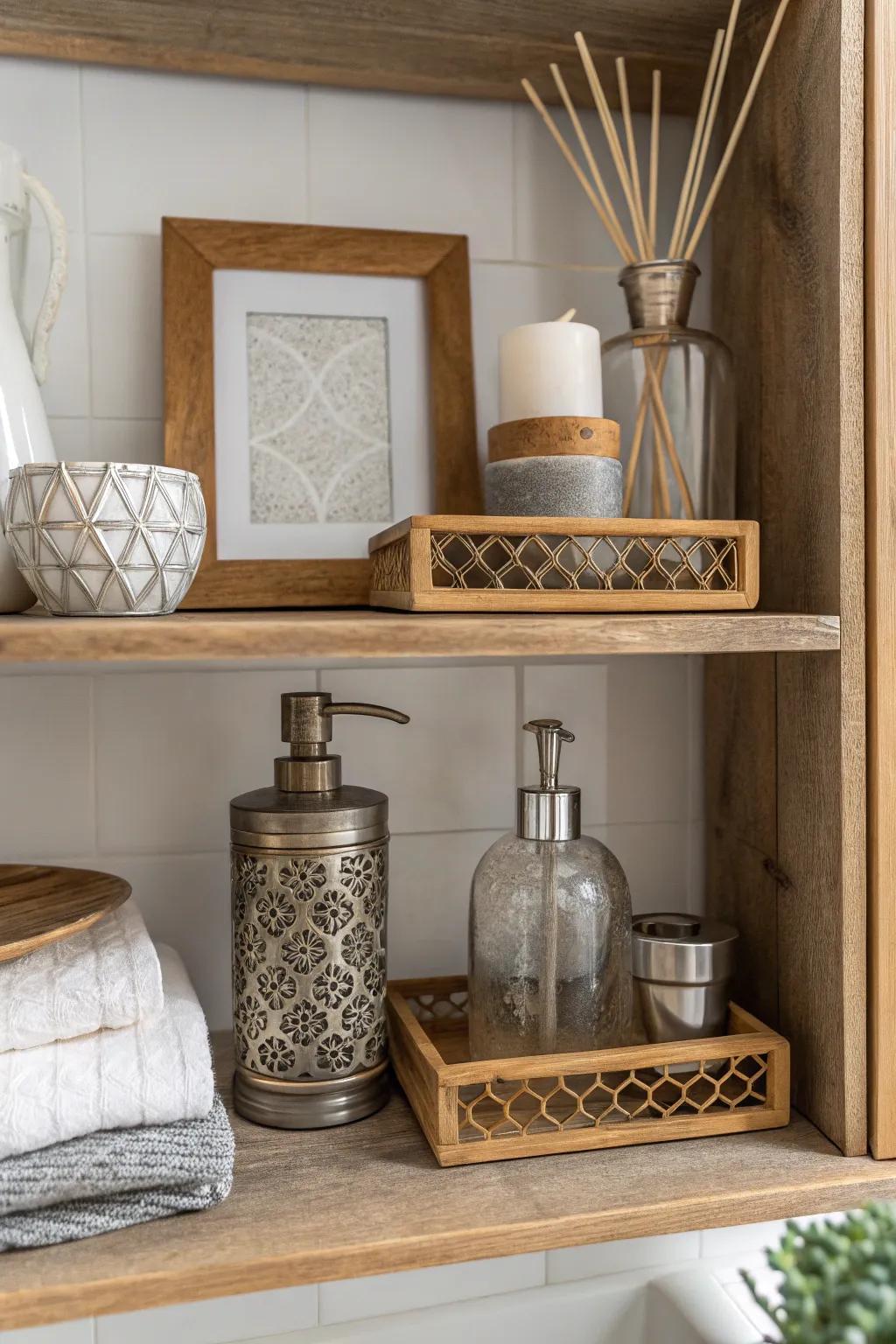 A blend of materials adds depth and intrigue.